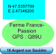 Ferme France-Passion  GPS : Q89U 18 Argent sur Sauldre N 47.5357709 E 2.47346200